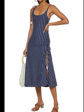 Solid & Striped Ruched striped jersey side slit dress
Size small